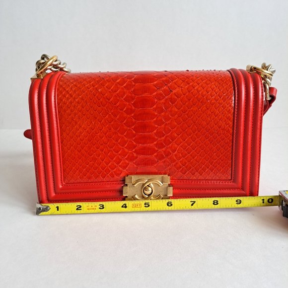 Chanel Red Python Medium Boy Flap Bag - Picture 13 of 16